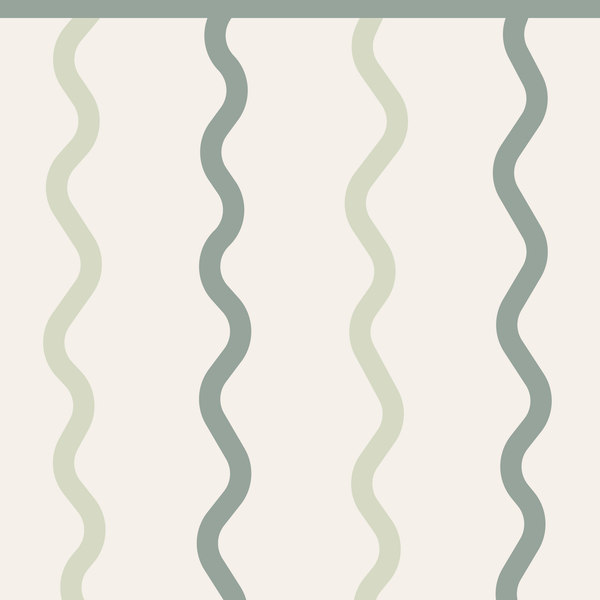 Sample: Wiggly Lines Wall Panels - Sage, Moss & Milk