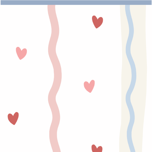 Sample: Hearts & Squiggles Wall Panels: Blue & Pinks