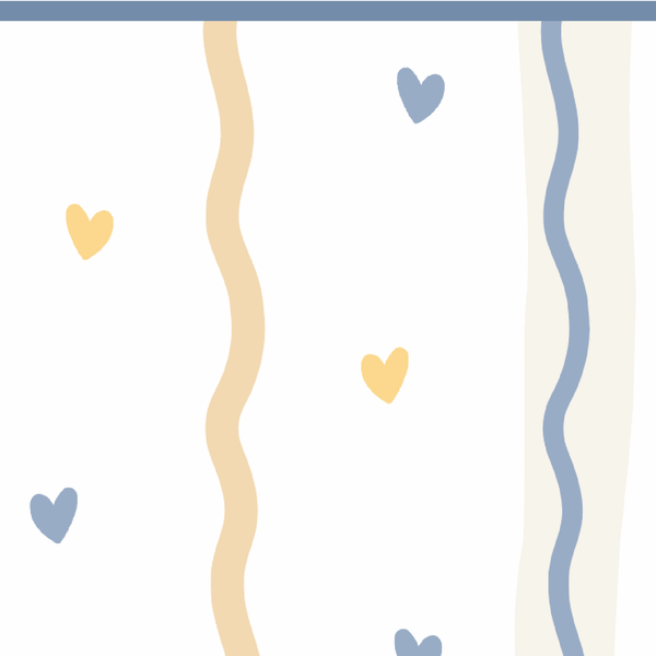 Sample: Hearts & Squiggles Wall Panels - Blue & Yellows