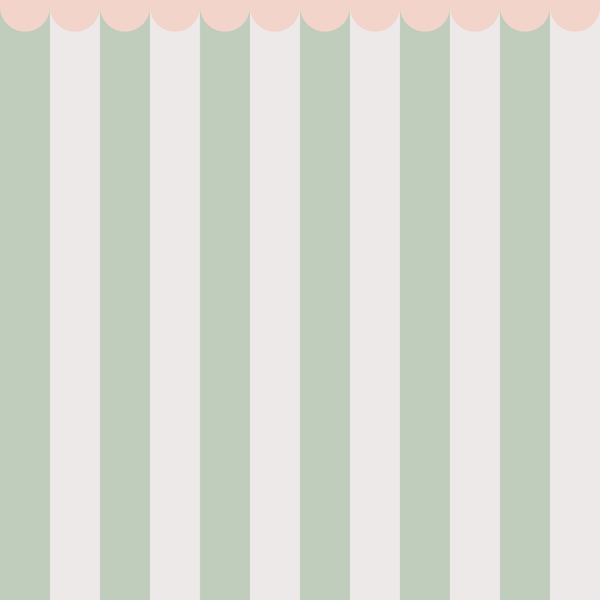 Sample: Striped Scalloped Border: Pink - Sage & Powder