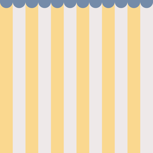Sample: Striped Scalloped Border: Ocean - Yellow & Powder