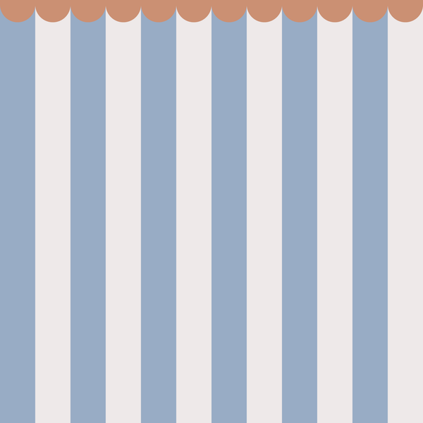 Sample: Striped Scalloped Border: Peach - Blue & Powder