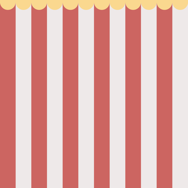 Sample: Striped Scalloped Border: Yellow - Red & Powder