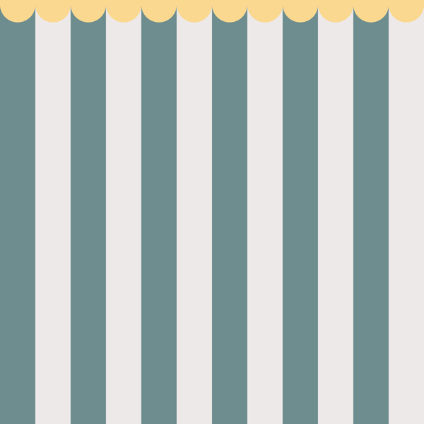Sample: Striped Scalloped Border: Yellow - Teal & Powder