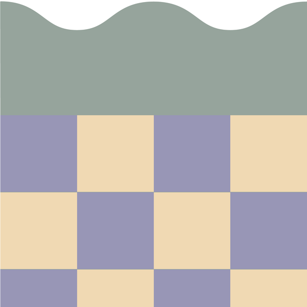 Sample: Checkered Wave Wall Panels - Moss, Butter & Purple