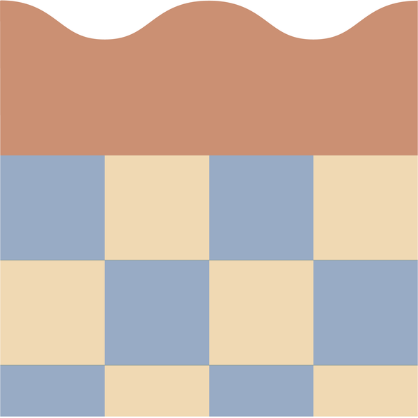 Sample: Checkered Wave Wall Panels - Peach, Butter & Blue