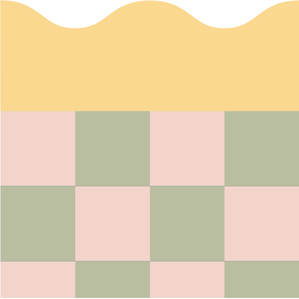 Sample: Checkered Wave Wall Panels - Yellow, Artichoke & Pink