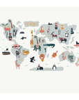 Interactive World Map Wall  - Neutral & Bright