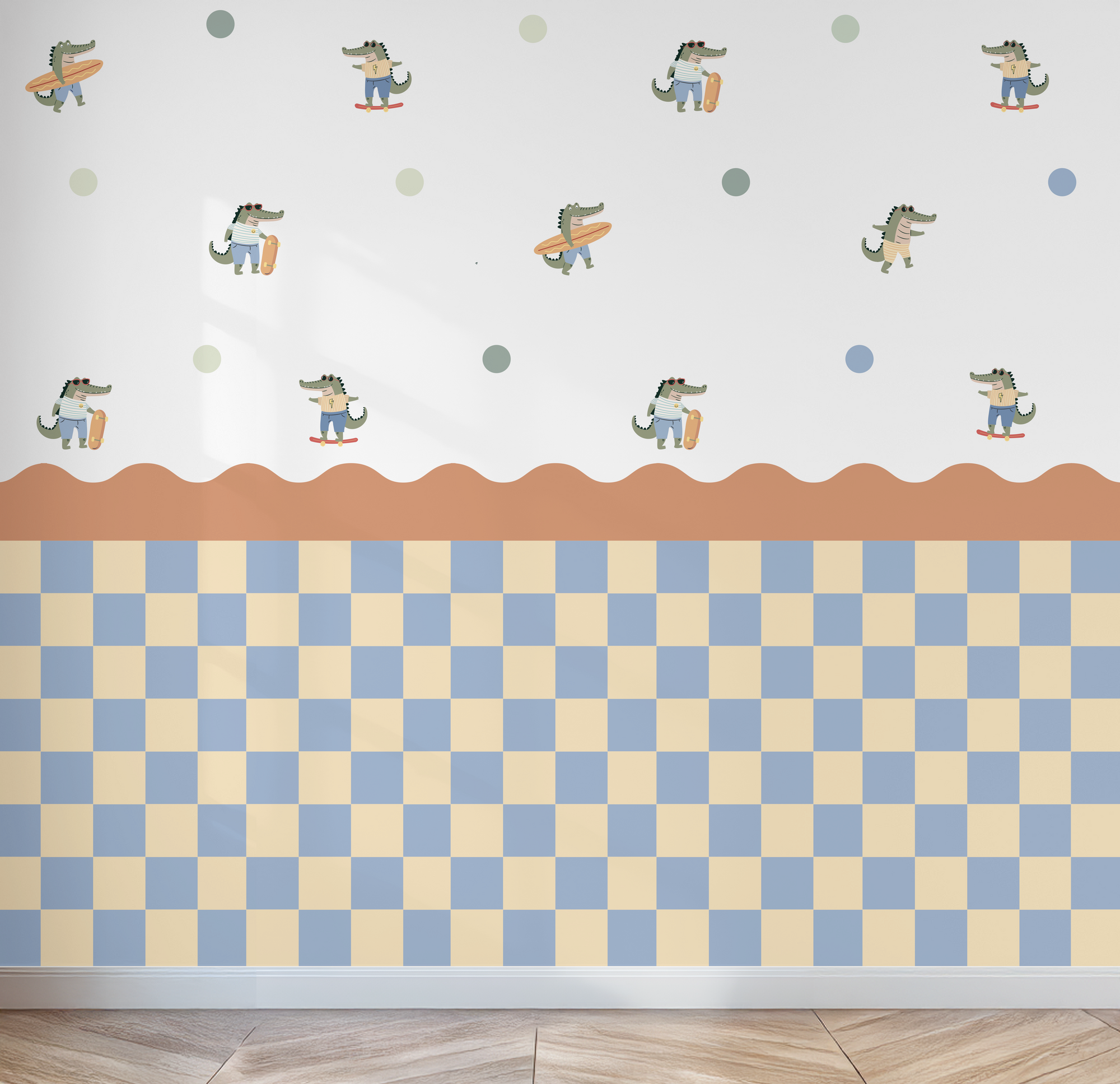 Checkered Waves Wall Panels