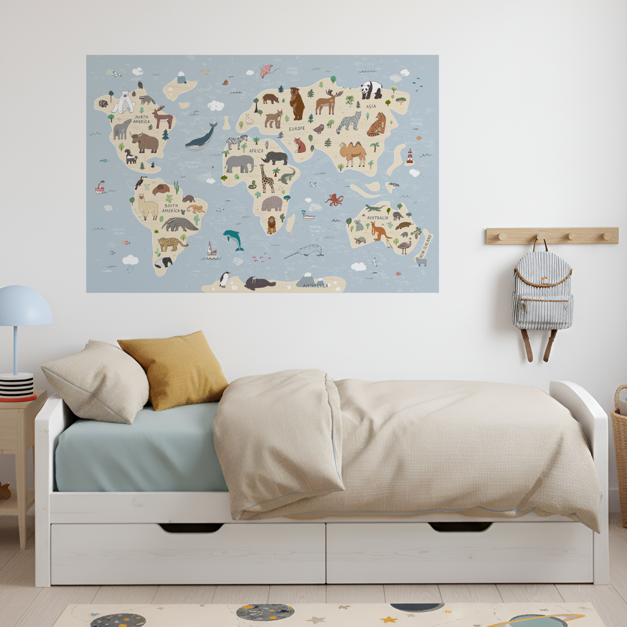 World Map Wall Decal – Interactive Design for Kids Rooms – Cool Kids ...