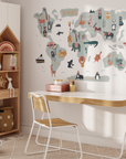 Interactive World Map Wall  - Neutral & Bright
