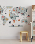 Interactive World Map Wall  - Neutral & Bright