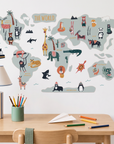 Interactive World Map Wall  - Neutral & Bright