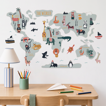 Interactive World Map Wall  - Neutral & Bright