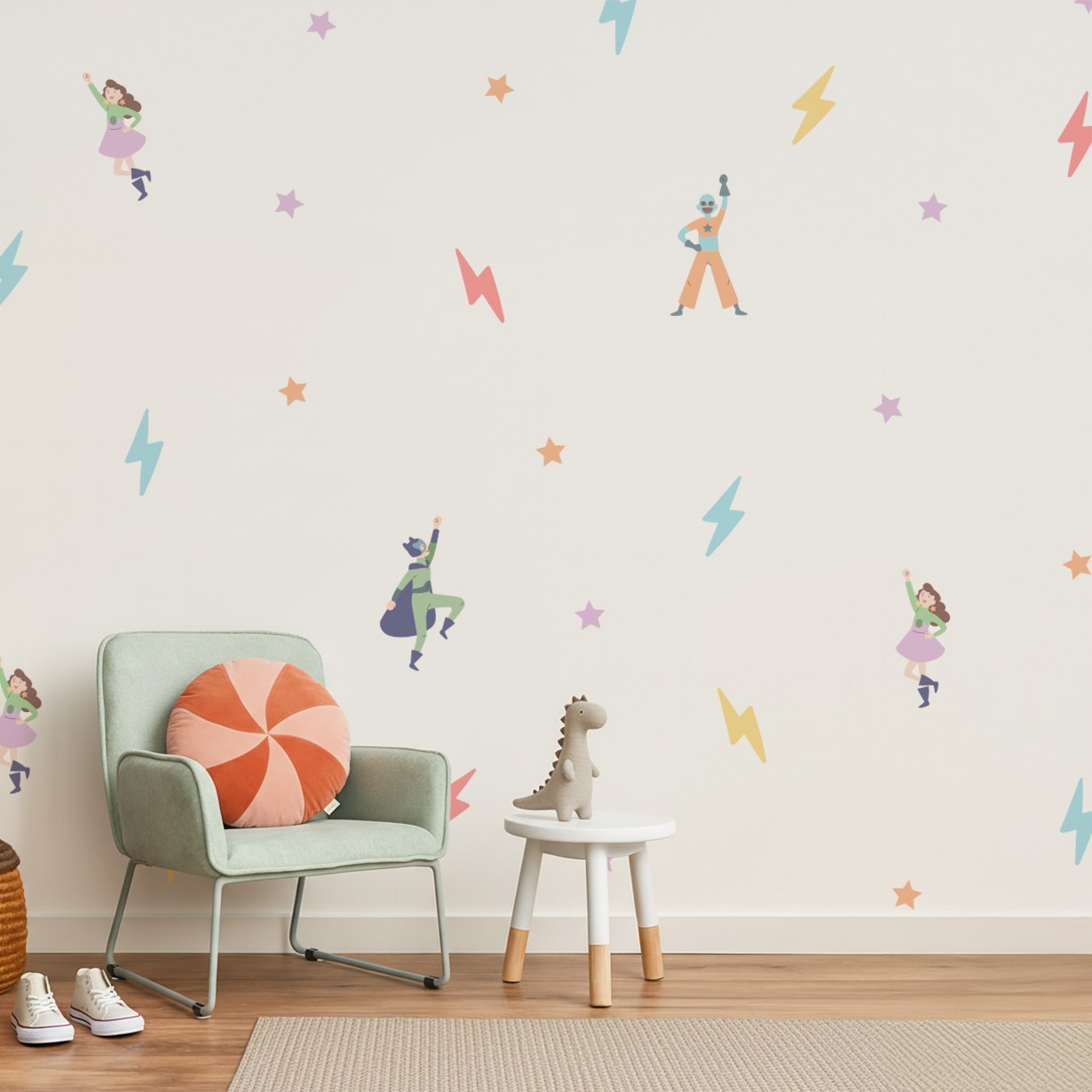 Superhero Wall Decals – Pastel Characters for Kids Bedrooms – Cool Kids ...