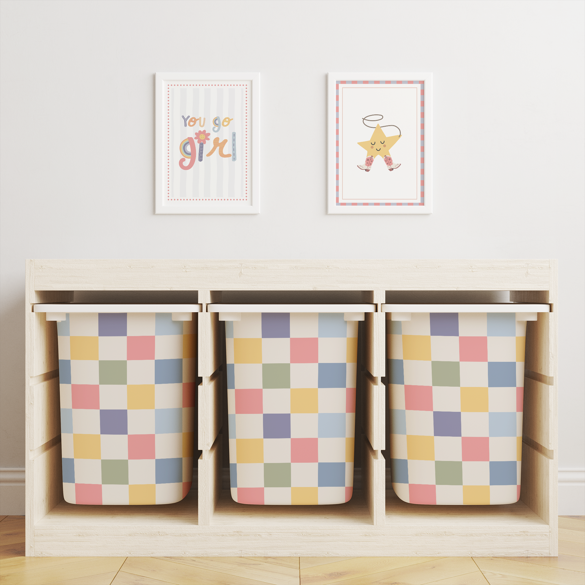 Mixed Checkered Trofast Tub Stickers