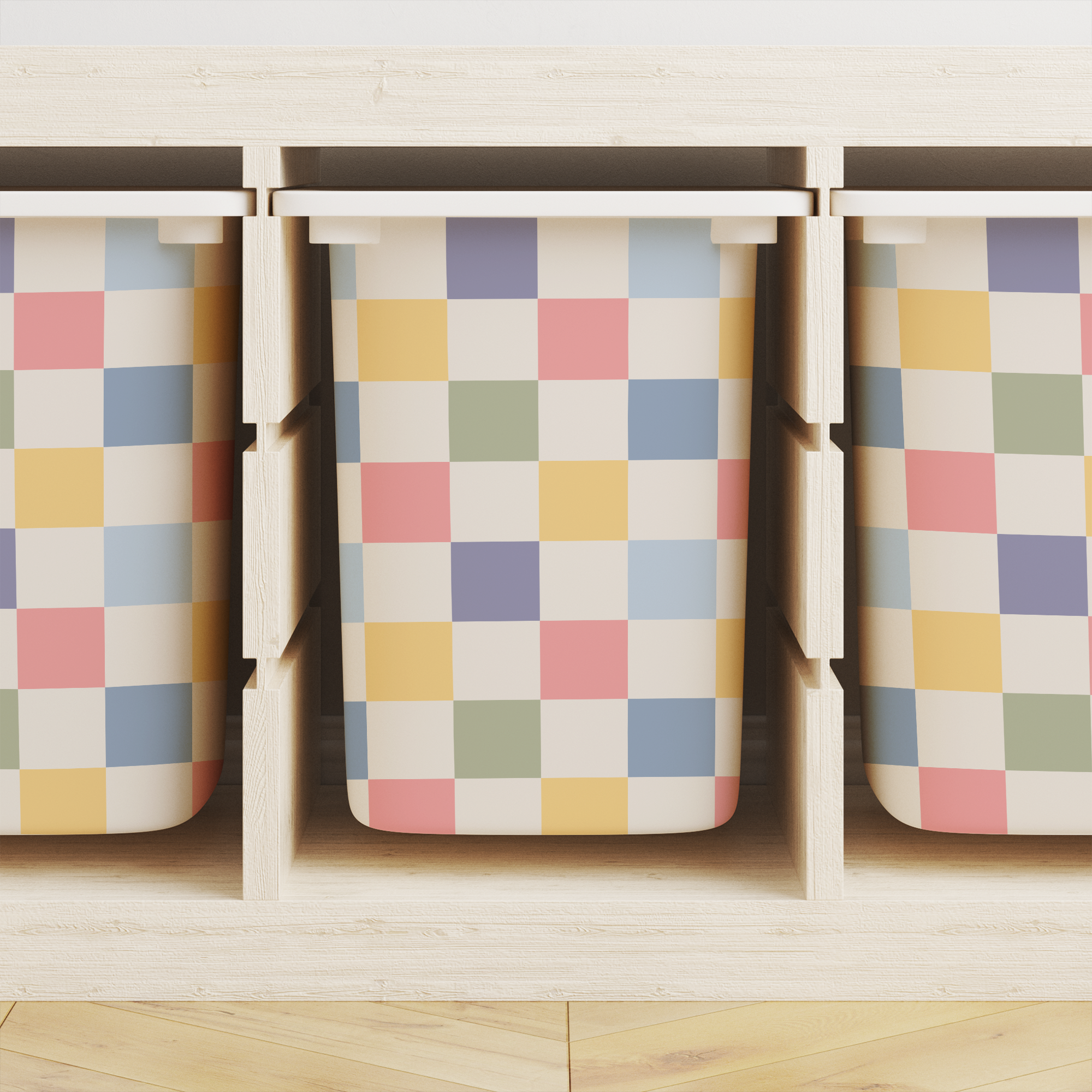 Mixed Checkered Trofast Tub Stickers