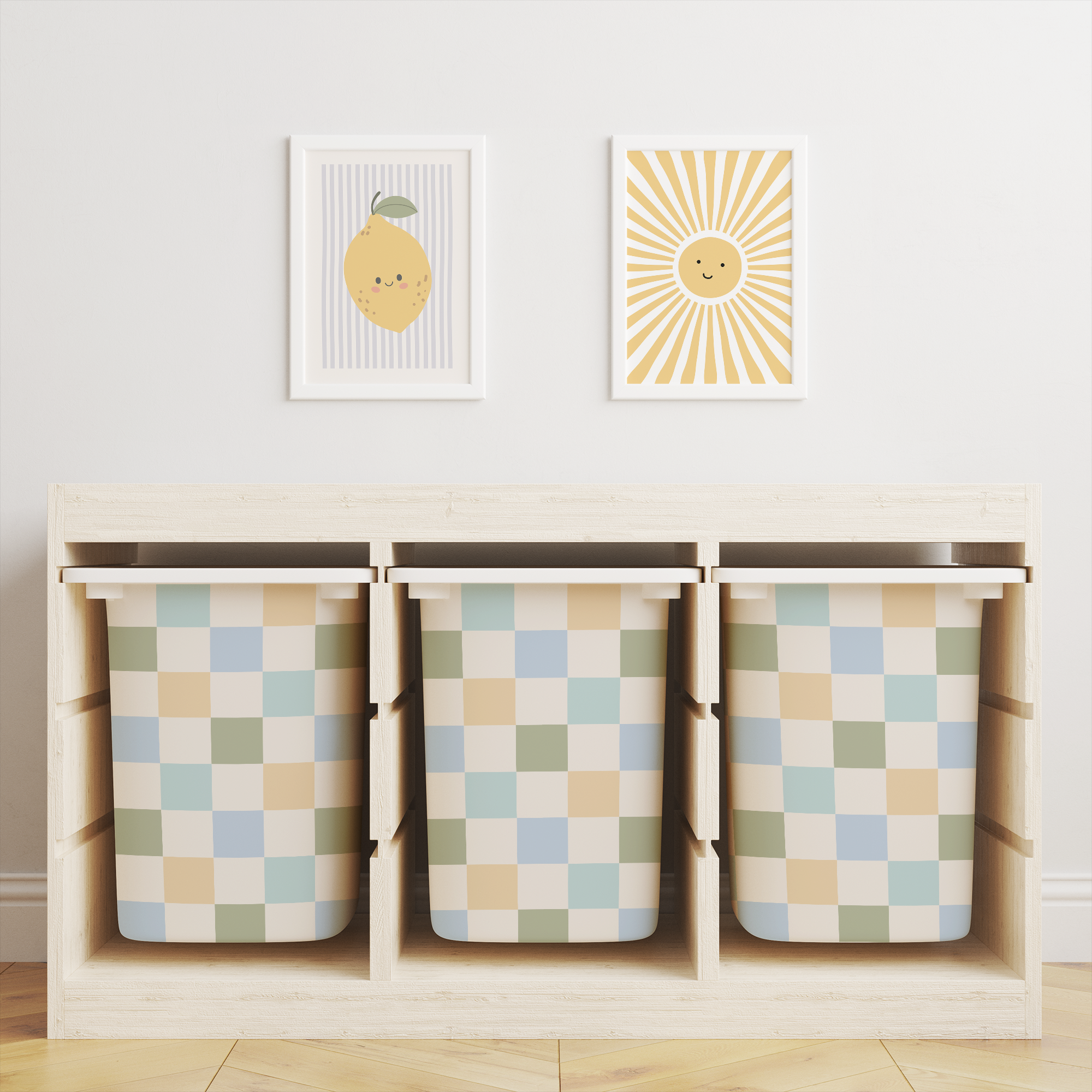 Mixed Checkered Trofast Tub Stickers