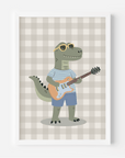 Wall Print: T-Rex On Guitar