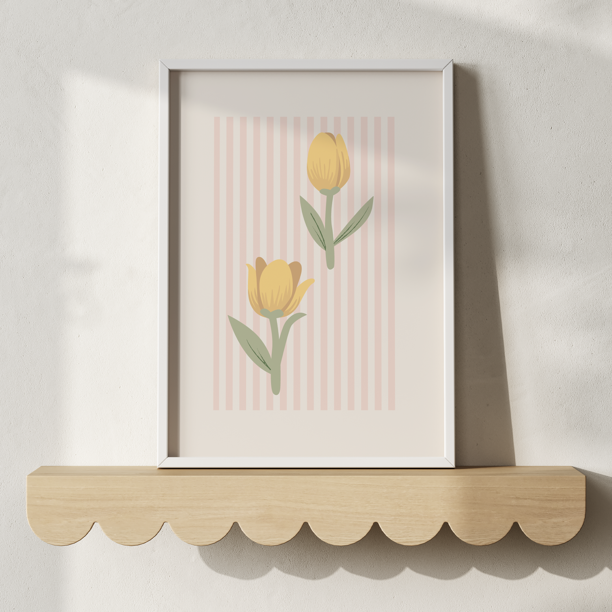 Tulip Pink Stripes Wall Print