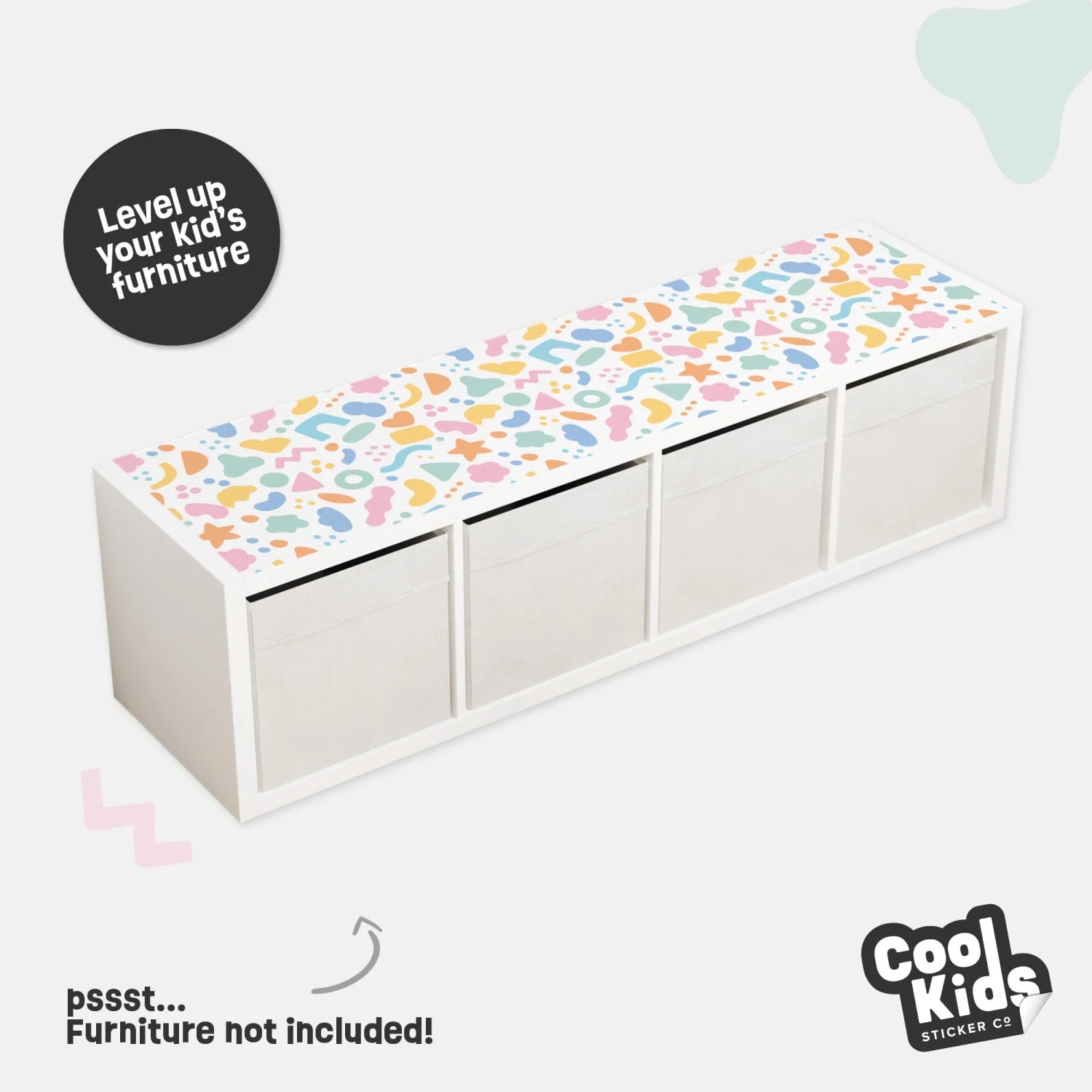 Kallax Shelf Abstract Shapes Bright Decal - Furniture