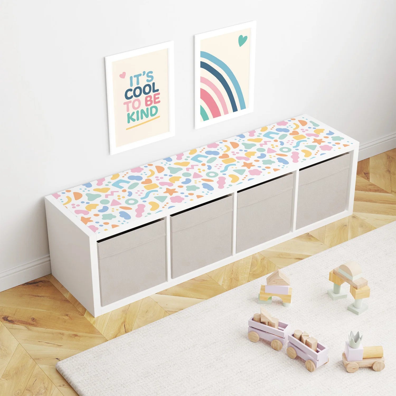 Kallax Shelf Abstract Shapes Bright Decal - Furniture