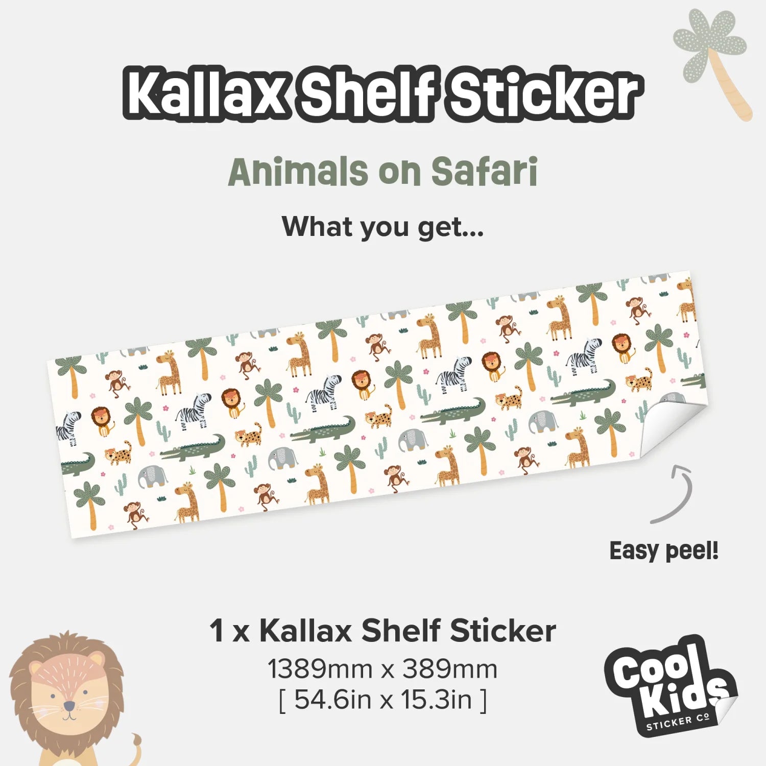 Kallax Shelf Animals On Safari Decal - Furniture Decals