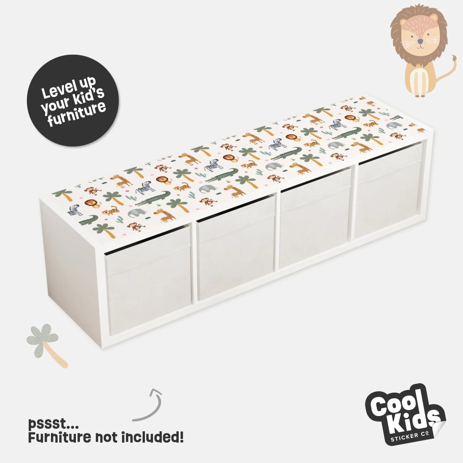 Kallax Shelf Animals On Safari Decal - Furniture Decals