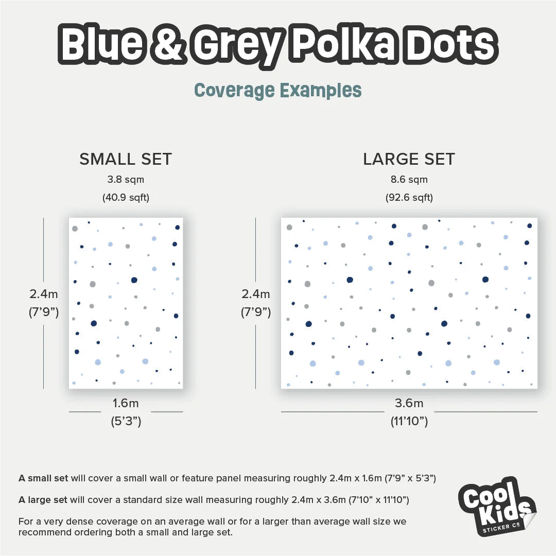 Blue &amp; Grey Polka Dot Wall Decal - Decals - Polka Dots