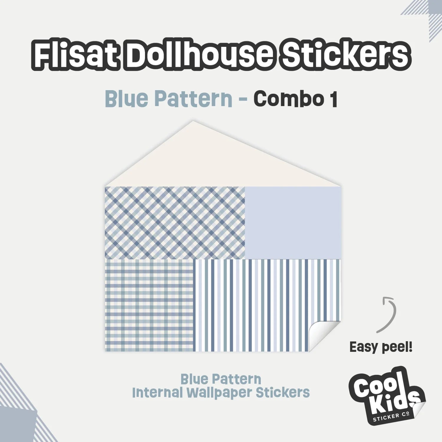 Blue Pattern Flisat Dollhouse Decals - Furniture Decals