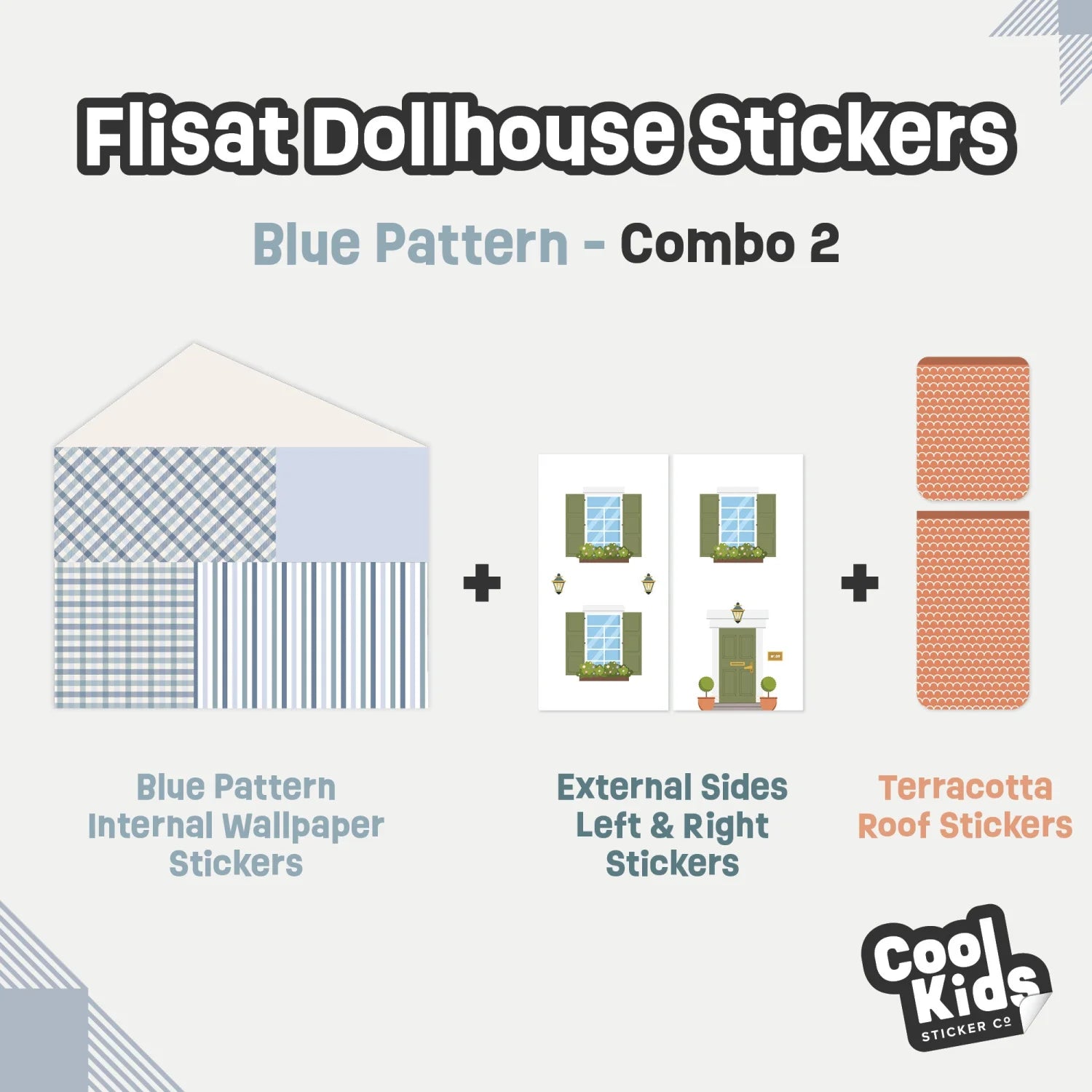 Blue Pattern Flisat Dollhouse Decals - Furniture Decals