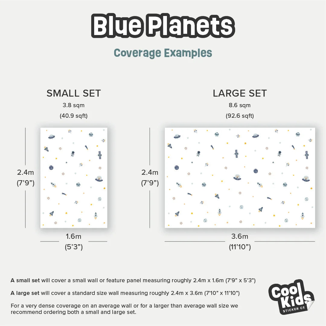 Blue Planets Kid’s Wall Decal - Decals - Space