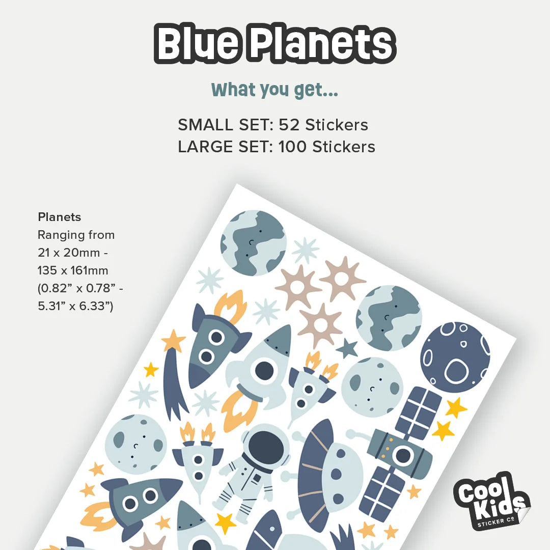 Blue Planets Kid’s Wall Decal - Decals - Space