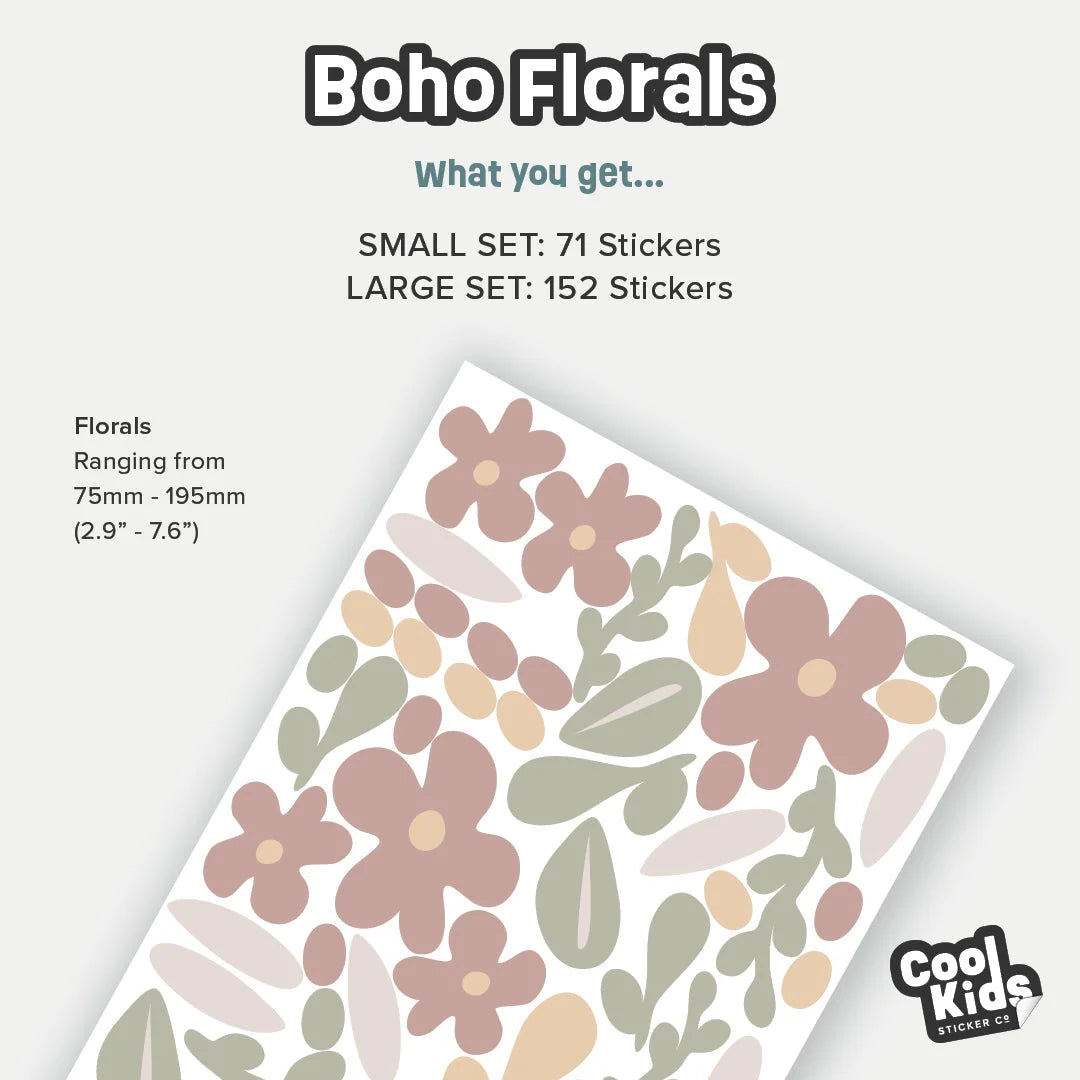 Boho Florals Wall Decal - DW2. Floral Decals