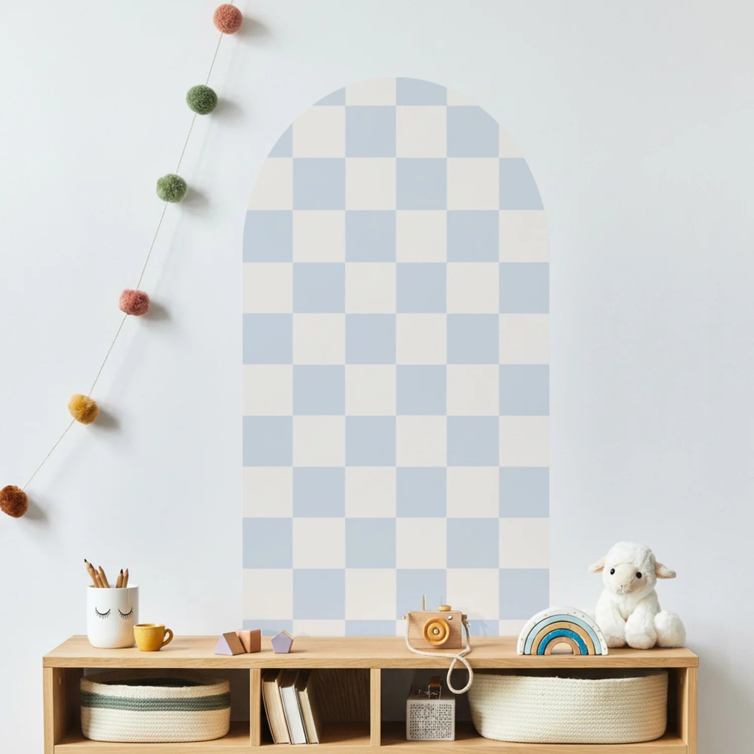 Checkered Patterned Arch Wall Decals - Medium / Milk & Sky