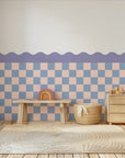 Checkered Waves Wall Panels - Purple, Blue & Pink - DW11.