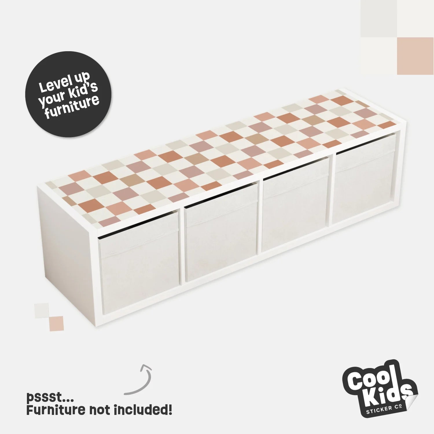 Kallax Shelf Checkers Neutral Decal - Furniture Decals