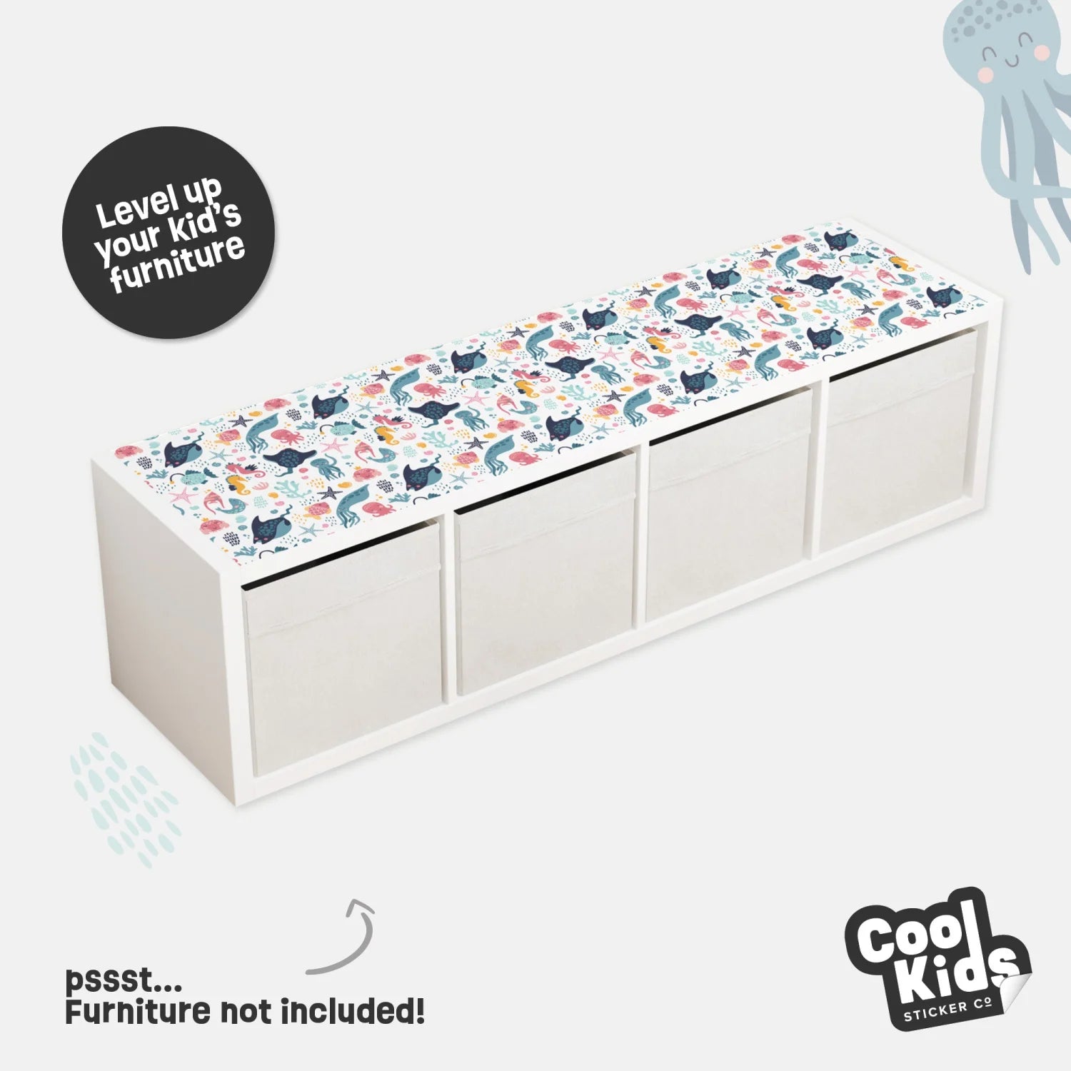 Kallax Shelf Cheerful Sea Creatures Decal - Furniture