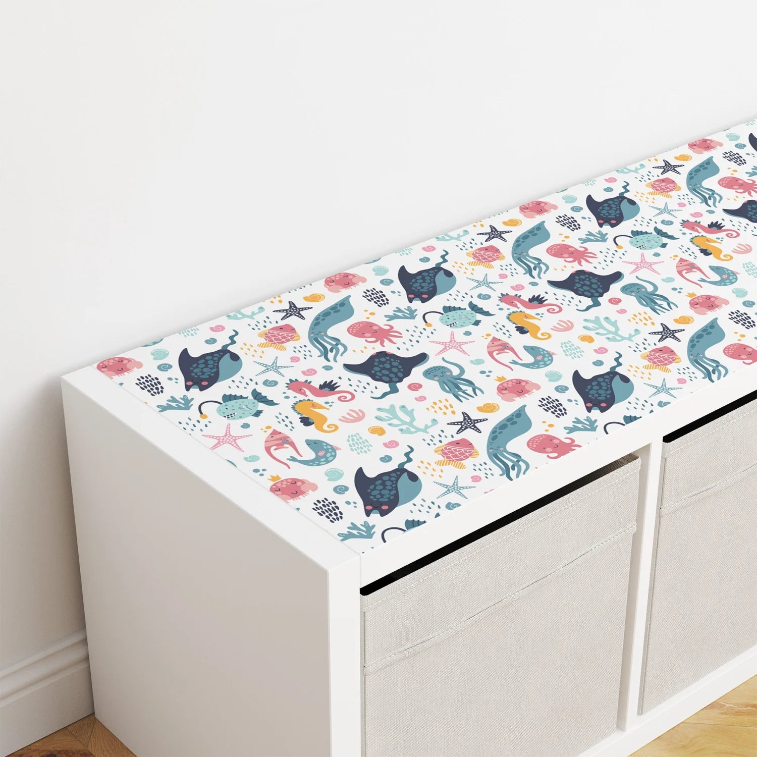 Kallax Shelf Cheerful Sea Creatures Decal - Furniture