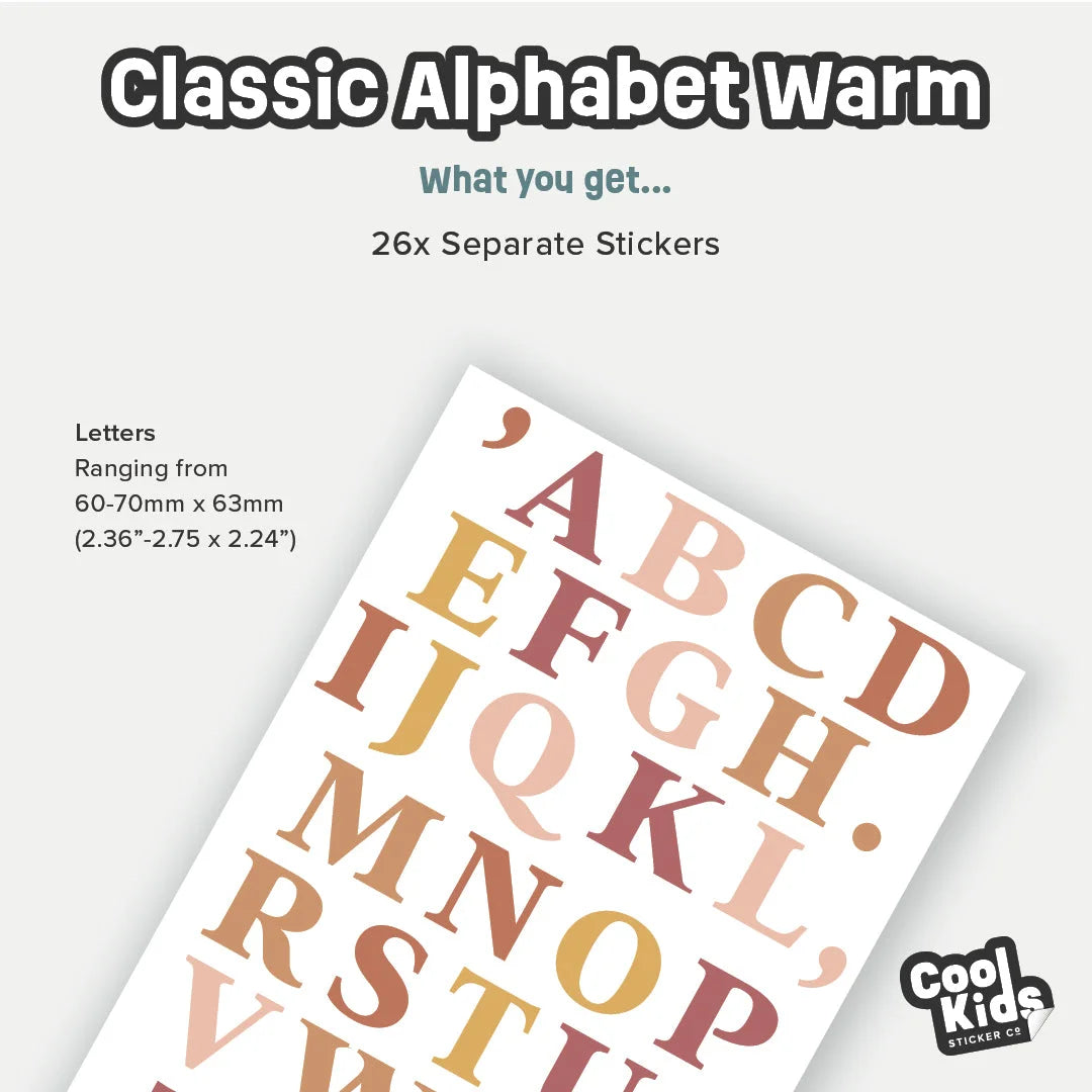 Classic Alphabet Wall Decal - Warm - Decals - Alphabet