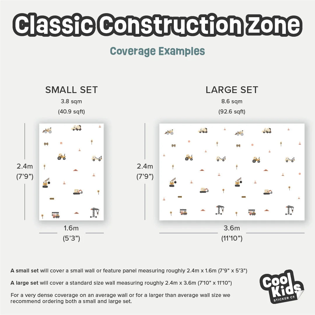 Classic Construction Zone Wall Decals - Decals - Transport