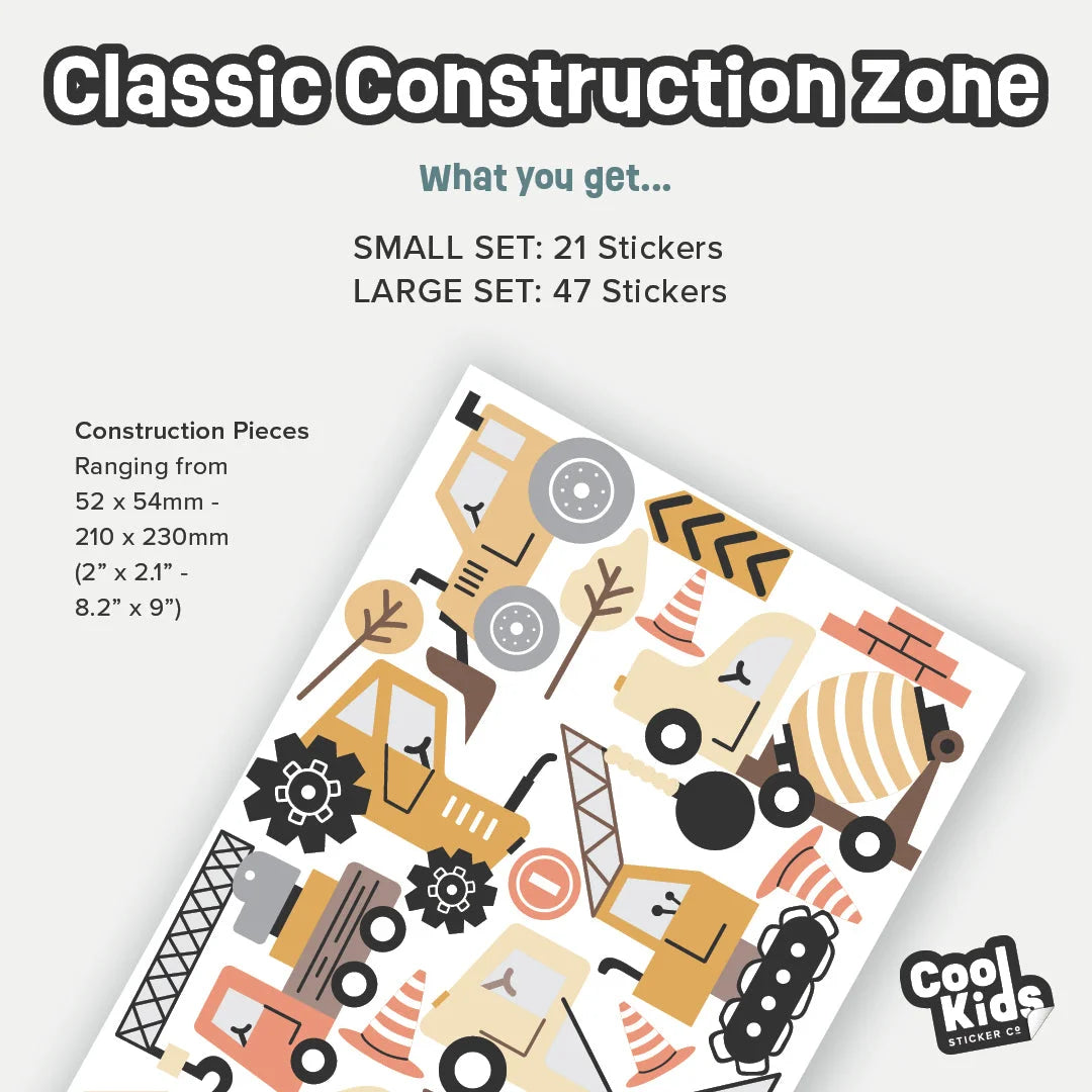 Classic Construction Zone Wall Decals - Decals - Transport