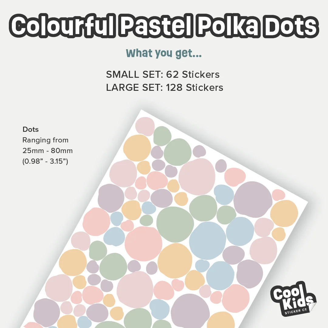 Colourful Pastel Polka Dots Wall Decal - Decals - Polka Dots