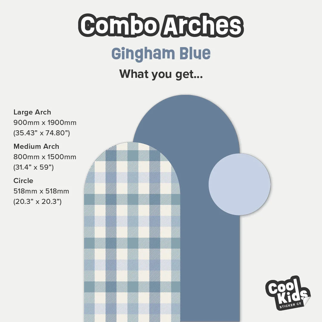 Combo Arches - Gingham Blue - DW12. Arch Decals