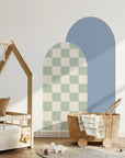 Combo Arches - Gingham Checkered & Rectangle - Blue + Milk