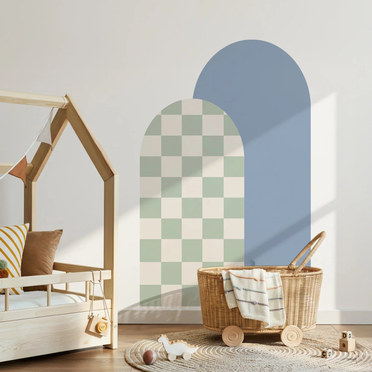 Combo Arches - Gingham Checkered &amp; Rectangle - Blue + Milk