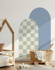 Combo Arches - Gingham Checkered & Rectangle - Blue + Milk
