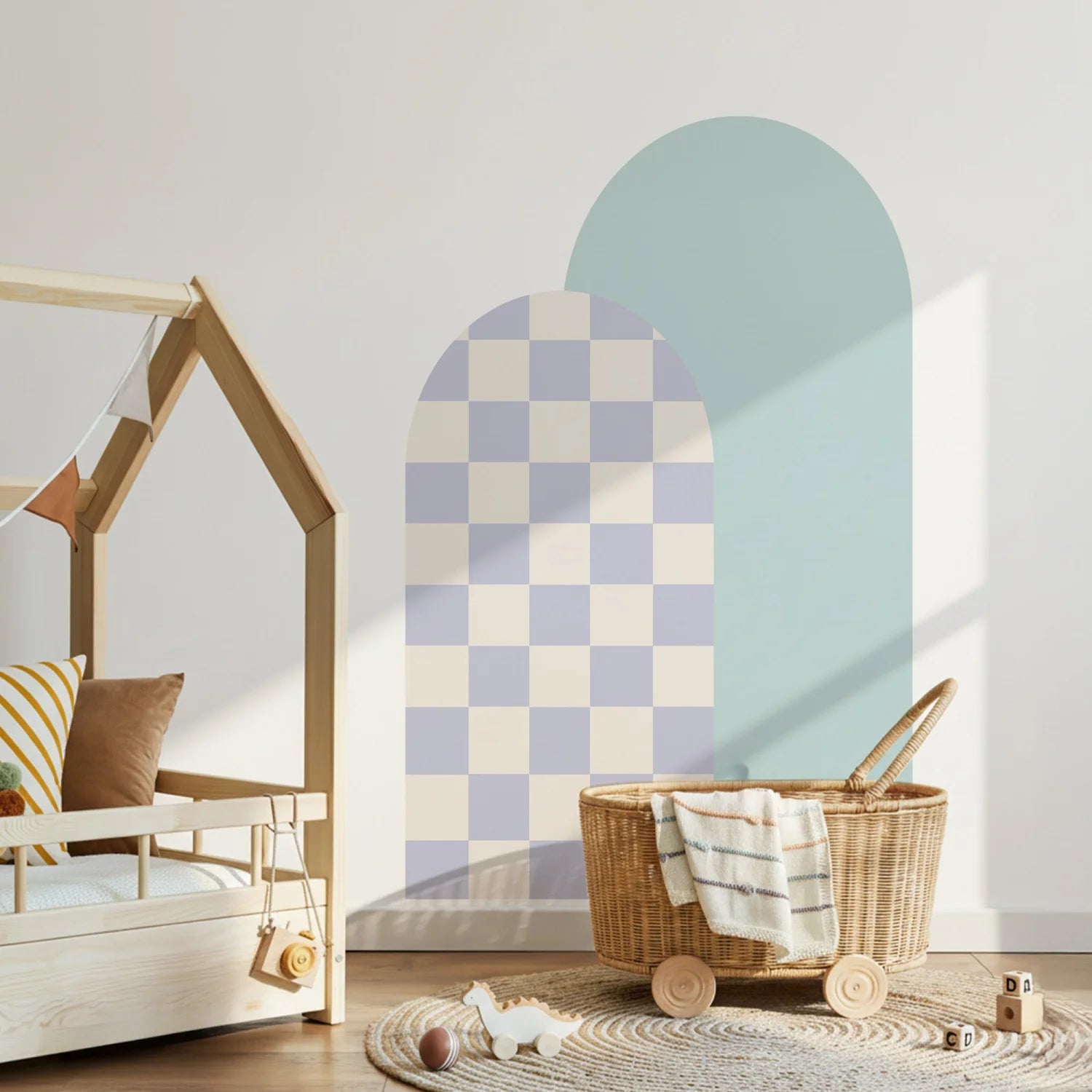 Combo Arches - Gingham Checkered &amp; Rectangle - Mint + Milk