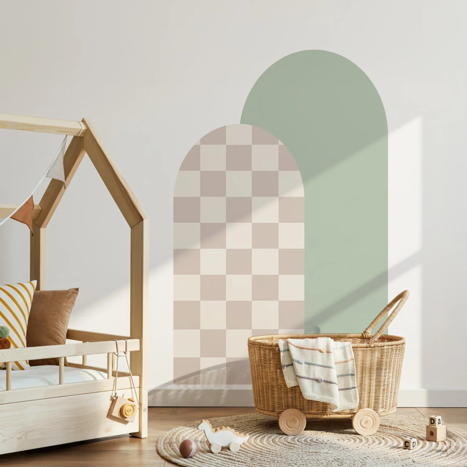 Combo Arches - Gingham Checkered &amp; Rectangle - Sage + Milk