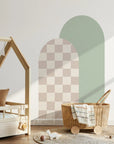 Combo Arches - Gingham Checkered & Rectangle - Sage + Milk